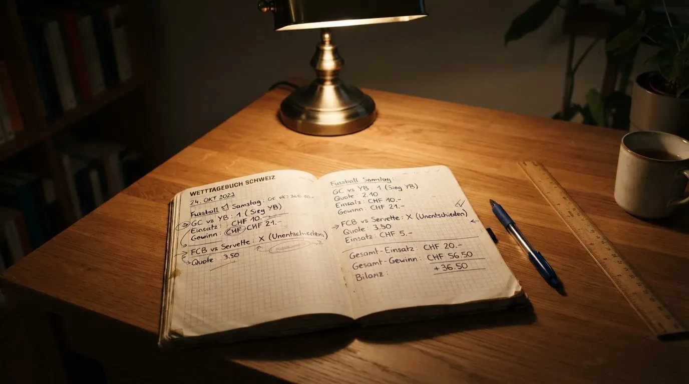 Eine Schreibtischlampe beleuchtet ein kariertes Heft mit handschriftlichen Skizzen, daneben liegt ein Lineal aus Holz.